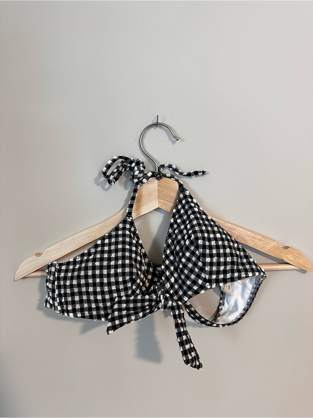 Sezane YSE Women’s Black & White Gingham Tie Bikini Top and Bottom. Size 34 - Picture 3 of 8